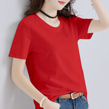 Load image into Gallery viewer, Summer Korean Casual Black White Tshirt Women Solid T-Shirts Basic O-neck Tee Shirt For Female Tops Clothes Short Sleeve Tees