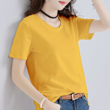 Load image into Gallery viewer, Summer Korean Casual Black White Tshirt Women Solid T-Shirts Basic O-neck Tee Shirt For Female Tops Clothes Short Sleeve Tees