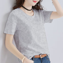 Load image into Gallery viewer, Summer Korean Casual Black White Tshirt Women Solid T-Shirts Basic O-neck Tee Shirt For Female Tops Clothes Short Sleeve Tees