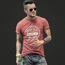 Load image into Gallery viewer, Summer Men New Street Trend Printing Short Sleeve Letters Retro T-shirt Men's Round Neck Fashion Cotton Casual Slim T-shirt T380