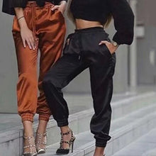 Load image into Gallery viewer, Summer Satin Cargo Pants Women Europe Loose Casual Sport Women Joggers Streetwear Cargo Pants Women