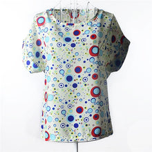 Load image into Gallery viewer, Summer Stars Blouse Women Sunflower Bird Chiffon Print Blouse Stripe Plaid Shirt Cross Love Blouse Short Sleeve Lipstick Shirts
