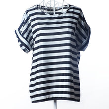 Load image into Gallery viewer, Summer Stars Blouse Women Sunflower Bird Chiffon Print Blouse Stripe Plaid Shirt Cross Love Blouse Short Sleeve Lipstick Shirts