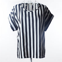 Load image into Gallery viewer, Summer Stars Blouse Women Sunflower Bird Chiffon Print Blouse Stripe Plaid Shirt Cross Love Blouse Short Sleeve Lipstick Shirts