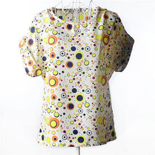 Load image into Gallery viewer, Summer Stars Blouse Women Sunflower Bird Chiffon Print Blouse Stripe Plaid Shirt Cross Love Blouse Short Sleeve Lipstick Shirts