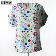 Load image into Gallery viewer, Summer Vintage Wheels Blusas Femininas Womens O-Neck Front Up Short Sleeve Blouse Sexy Multicolor Chiffon Shirt Tops Big Size