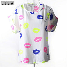 Load image into Gallery viewer, Summer Vintage Wheels Blusas Femininas Womens O-Neck Front Up Short Sleeve Blouse Sexy Multicolor Chiffon Shirt Tops Big Size