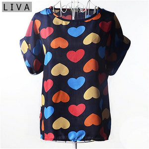 Summer Vintage Wheels Blusas Femininas Womens O-Neck Front Up Short Sleeve Blouse Sexy Multicolor Chiffon Shirt Tops Big Size