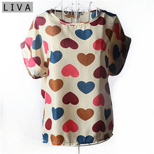 Load image into Gallery viewer, Summer Vintage Wheels Blusas Femininas Womens O-Neck Front Up Short Sleeve Blouse Sexy Multicolor Chiffon Shirt Tops Big Size