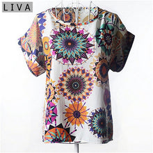 Load image into Gallery viewer, Summer Vintage Wheels Blusas Femininas Womens O-Neck Front Up Short Sleeve Blouse Sexy Multicolor Chiffon Shirt Tops Big Size
