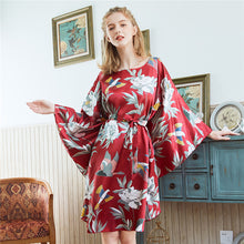 Load image into Gallery viewer, Summer Women Nightgown Print Sleepwear Night Bath Dress Gown Satin Sleep Shirt Sexy Nightshirt Home Clothes Intimate Lingerie
