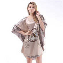 Load image into Gallery viewer, Summer Women Nightgown Print Sleepwear Night Bath Dress Gown Satin Sleep Shirt Sexy Nightshirt Home Clothes Intimate Lingerie