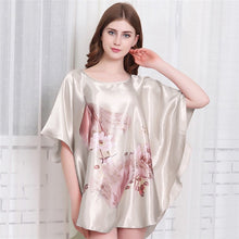 Load image into Gallery viewer, Summer Women Nightgown Print Sleepwear Night Bath Dress Gown Satin Sleep Shirt Sexy Nightshirt Home Clothes Intimate Lingerie
