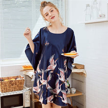 Load image into Gallery viewer, Summer Women Nightgown Print Sleepwear Night Bath Dress Gown Satin Sleep Shirt Sexy Nightshirt Home Clothes Intimate Lingerie