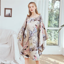 Load image into Gallery viewer, Summer Women Nightgown Print Sleepwear Night Bath Dress Gown Satin Sleep Shirt Sexy Nightshirt Home Clothes Intimate Lingerie
