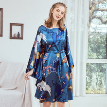 Load image into Gallery viewer, Summer Women Nightgown Print Sleepwear Night Bath Dress Gown Satin Sleep Shirt Sexy Nightshirt Home Clothes Intimate Lingerie