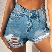 Load image into Gallery viewer, Summer Women Sexy Skinny Denim Shorts 2020 Casual Black Blue High Waist Ripped Biker Short Jeans Femme Hotpants Shores De Mujer
