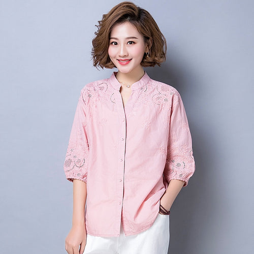 Summer Women's White Shirt Blouse Pure Cotton Korean Clothes Shirts Women 2020 Vintage Womens Tops and Blouses KJ5722