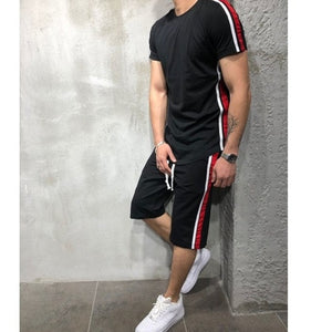 Summer men's jogging suit with short sleeves, T-shirt and shorts