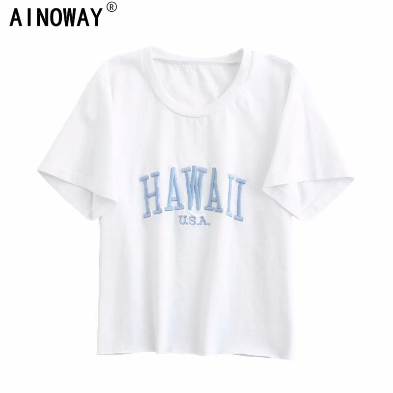 Summer vintage boho chic women  letter embroidery short sleeve t-shirt  ladies tops  cotton bohemian Tee shirt camiseta feminina
