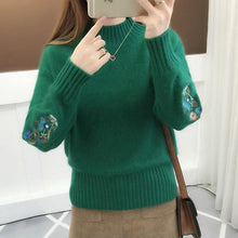 Load image into Gallery viewer, Surmiitro Cashmere Women Turtleneck 2019 Autumn Winter Knitted Embroidery Jumper Women Sweaters And Pullovers Female Pull Femme