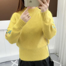 Load image into Gallery viewer, Surmiitro Cashmere Women Turtleneck 2019 Autumn Winter Knitted Embroidery Jumper Women Sweaters And Pullovers Female Pull Femme