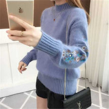 Load image into Gallery viewer, Surmiitro Cashmere Women Turtleneck 2019 Autumn Winter Knitted Embroidery Jumper Women Sweaters And Pullovers Female Pull Femme
