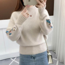 Load image into Gallery viewer, Surmiitro Cashmere Women Turtleneck 2019 Autumn Winter Knitted Embroidery Jumper Women Sweaters And Pullovers Female Pull Femme