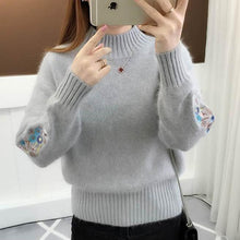 Load image into Gallery viewer, Surmiitro Cashmere Women Turtleneck 2019 Autumn Winter Knitted Embroidery Jumper Women Sweaters And Pullovers Female Pull Femme