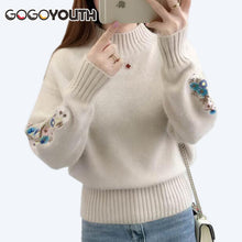 Load image into Gallery viewer, Surmiitro Cashmere Women Turtleneck 2019 Autumn Winter Knitted Embroidery Jumper Women Sweaters And Pullovers Female Pull Femme