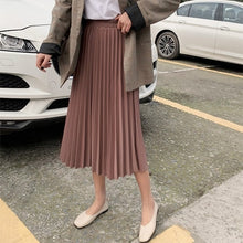 Load image into Gallery viewer, Surmiitro Elegant Solid Midi Pleated Skirt Women 2020 Spring Ladies Korean Red Black High Waist A-line School Long Skirt Female