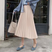 Load image into Gallery viewer, Surmiitro Elegant Solid Midi Pleated Skirt Women 2020 Spring Ladies Korean Red Black High Waist A-line School Long Skirt Female