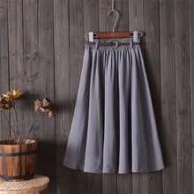 Load image into Gallery viewer, Surmiitro Knee Length Midi Summer Skirt Women With Belt 2020 Korean Ladies Blue Black Red High Waist Pleated School Skirt Female