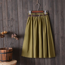 Load image into Gallery viewer, Surmiitro Knee Length Midi Summer Skirt Women With Belt 2020 Korean Ladies Blue Black Red High Waist Pleated School Skirt Female