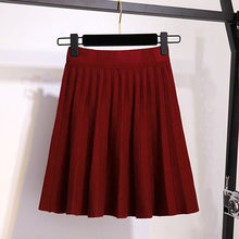 Load image into Gallery viewer, Surmiitro Knitted Pleated Mini Skirts Women 2019 Autumn Winter Casual Ladies Elastic High Waist Korean A Line Skirt Female