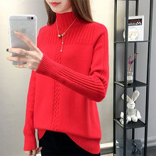 Load image into Gallery viewer, Surmiitro Knitted Turtleneck Women Autumn Winter 2019 Ladies Korean Sweater Female Long Sleeve Jumper Blue White Red Pullover