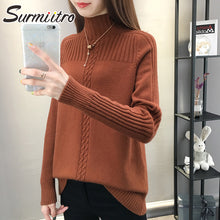 Load image into Gallery viewer, Surmiitro Knitted Turtleneck Women Autumn Winter 2019 Ladies Korean Sweater Female Long Sleeve Jumper Blue White Red Pullover