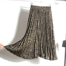 Load image into Gallery viewer, Surmiitro Leopard Print Pleated Midi Skirts Women Spring Autumn 2020 Korean Lady Pink Green High Waist A-line Long Skirt Female