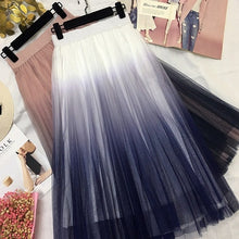 Load image into Gallery viewer, Surmiitro Long Tulle Skirt Women 2020 Spring Summer Gradient Korean Elegant High Waist A-line Pleated School Midi Skirt Female