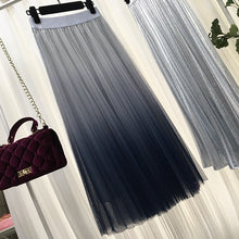 Load image into Gallery viewer, Surmiitro Long Tulle Skirt Women 2020 Spring Summer Gradient Korean Elegant High Waist A-line Pleated School Midi Skirt Female