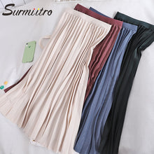 Load image into Gallery viewer, Surmiitro Midi Pleated Skirt Women For Spring Autumn 2020 Casual Ladies Korean High Waist A Line Long Skirt Female