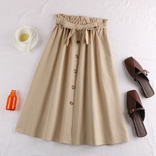 Load image into Gallery viewer, Surmiitro Spring Summer Skirts Womens 2020 Midi Knee Length Korean Elegant Button High Waist Skirt Female Pleated School Skirt