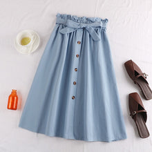 Load image into Gallery viewer, Surmiitro Spring Summer Skirts Womens 2020 Midi Knee Length Korean Elegant Button High Waist Skirt Female Pleated School Skirt