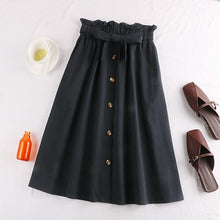 Load image into Gallery viewer, Surmiitro Spring Summer Skirts Womens 2020 Midi Knee Length Korean Elegant Button High Waist Skirt Female Pleated School Skirt