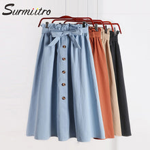 Load image into Gallery viewer, Surmiitro Spring Summer Skirts Womens 2020 Midi Knee Length Korean Elegant Button High Waist Skirt Female Pleated School Skirt