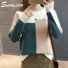 Load image into Gallery viewer, Surmiitro Sweater Women For Winter 2018 Fashion Autumn Patchwork Knitted Long Sleeve Pullover Female Tricot Jumper Pull Femme
