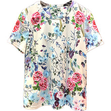 Load image into Gallery viewer, Svoryxiu 2019 Summer Elegant Flower Print Cotton Tops Tees Women&#39;s Fashion Diamond Appliques Big Size T Shirts Female