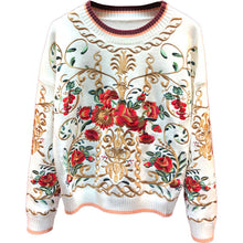 Load image into Gallery viewer, Svoryxiu High Quality Wool Blend Pullover Sweater Women&#39;s luxury Floral Embroidery Autumn Winter Runway Thick Knitting Jumper