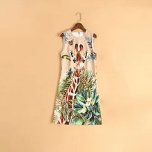 Load image into Gallery viewer, Svoryxiu New Spring Summer Runway Fashion Giraffe Print Sleeveless Mini Dress Women&#39;s Crystal Beading luxury Party A line Dress