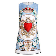 Load image into Gallery viewer, Svoryxiu Runway Custom Summer Jacquard Dress Women&#39;s luxurious Beading Crystal Appliques Printed Party Sleeveless Short Dress
